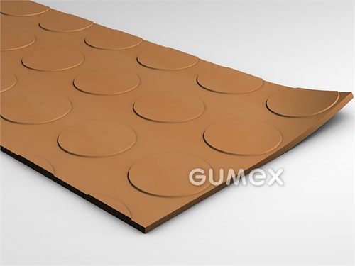Gummi-Bodenbelag SANTO, 3mm, Breite 1450mm, 75°ShA, SBR, fläche Noppen, -30°C/+70°C, orange, 